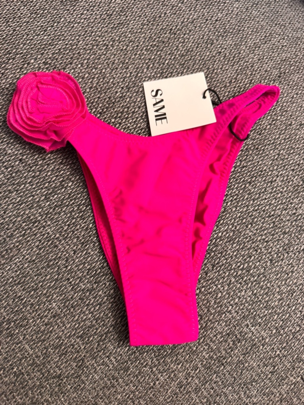 SAME Hot Pink Floral Accent Bikini Bottom
